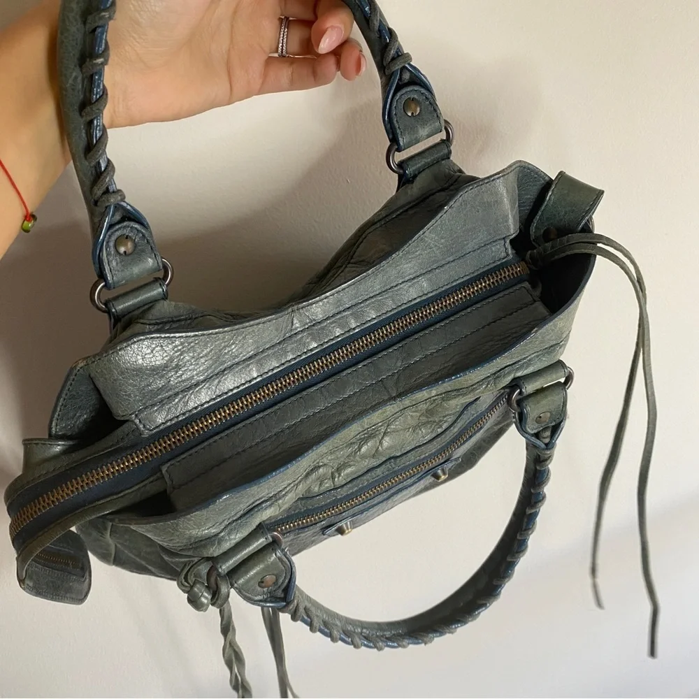 Vintage Balenciaga City Mini green teal leather handbag - Picture 11 of 14